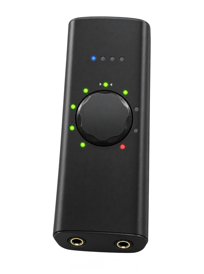 A small guitar audio interface with one knob